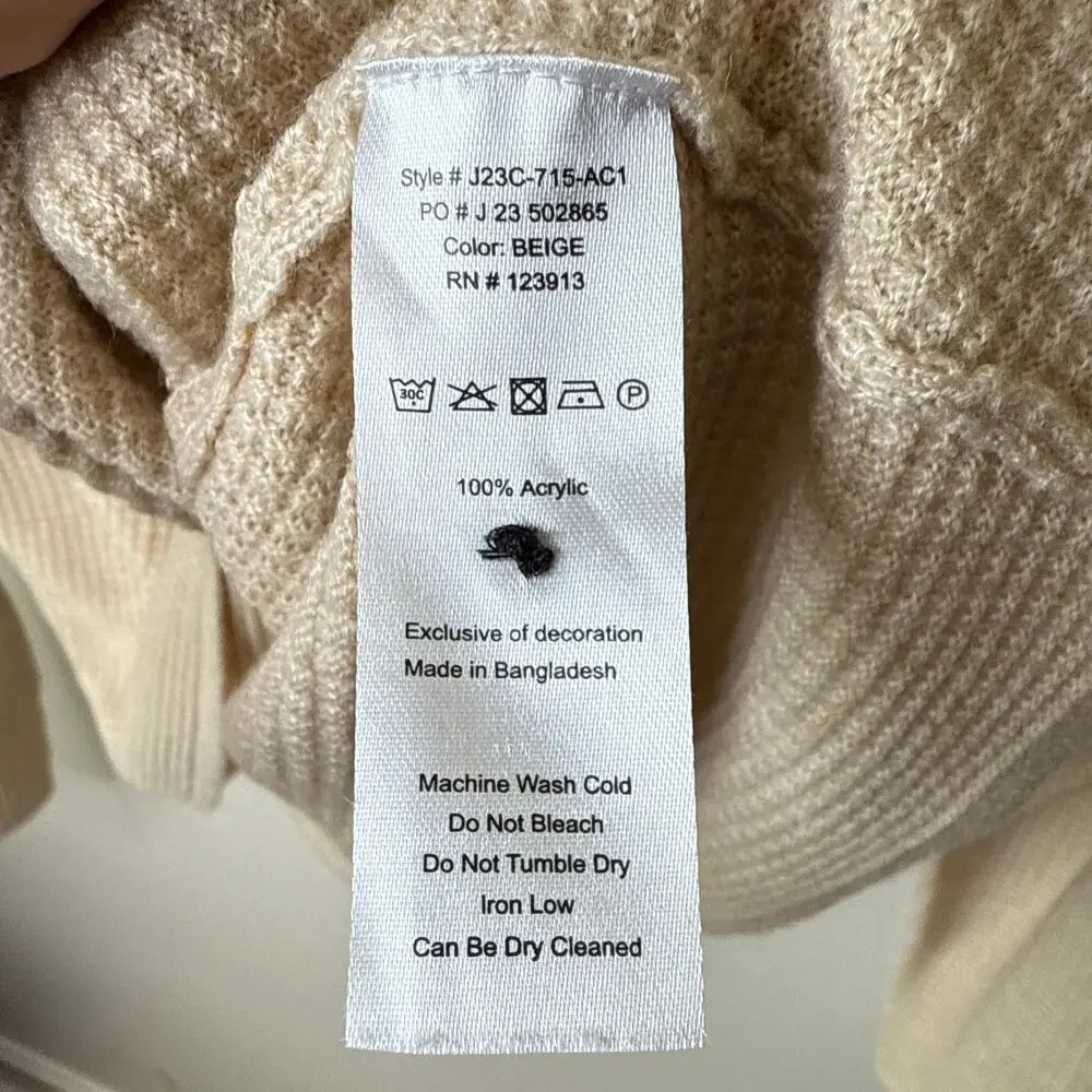 Jachs Men's Mixed Stitch Waffle‎ Sweater Henley XL Pattern Cream Long Sleeves